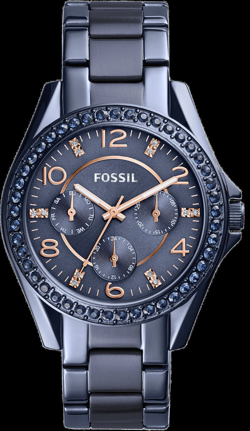 Fossil Riley Quartz Blue Dial Blue Steel Strap Watch for Women - ES4294