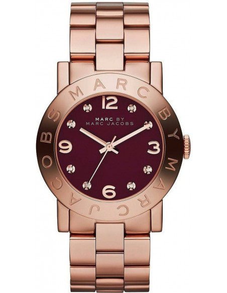 Marc Jacobs Amy Purple Dial Rose Gold Steel Strap Watch for Women - MBM8618