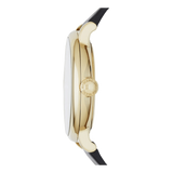 Marc Jacobs Baker Gold Dial Black Leather Strap Watch for Women - MBM1399