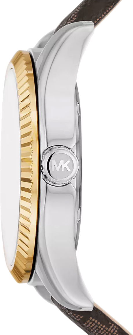 Michael Kors Lexington Silver Dial Brown Leather Strap Watch For Women - MK4745