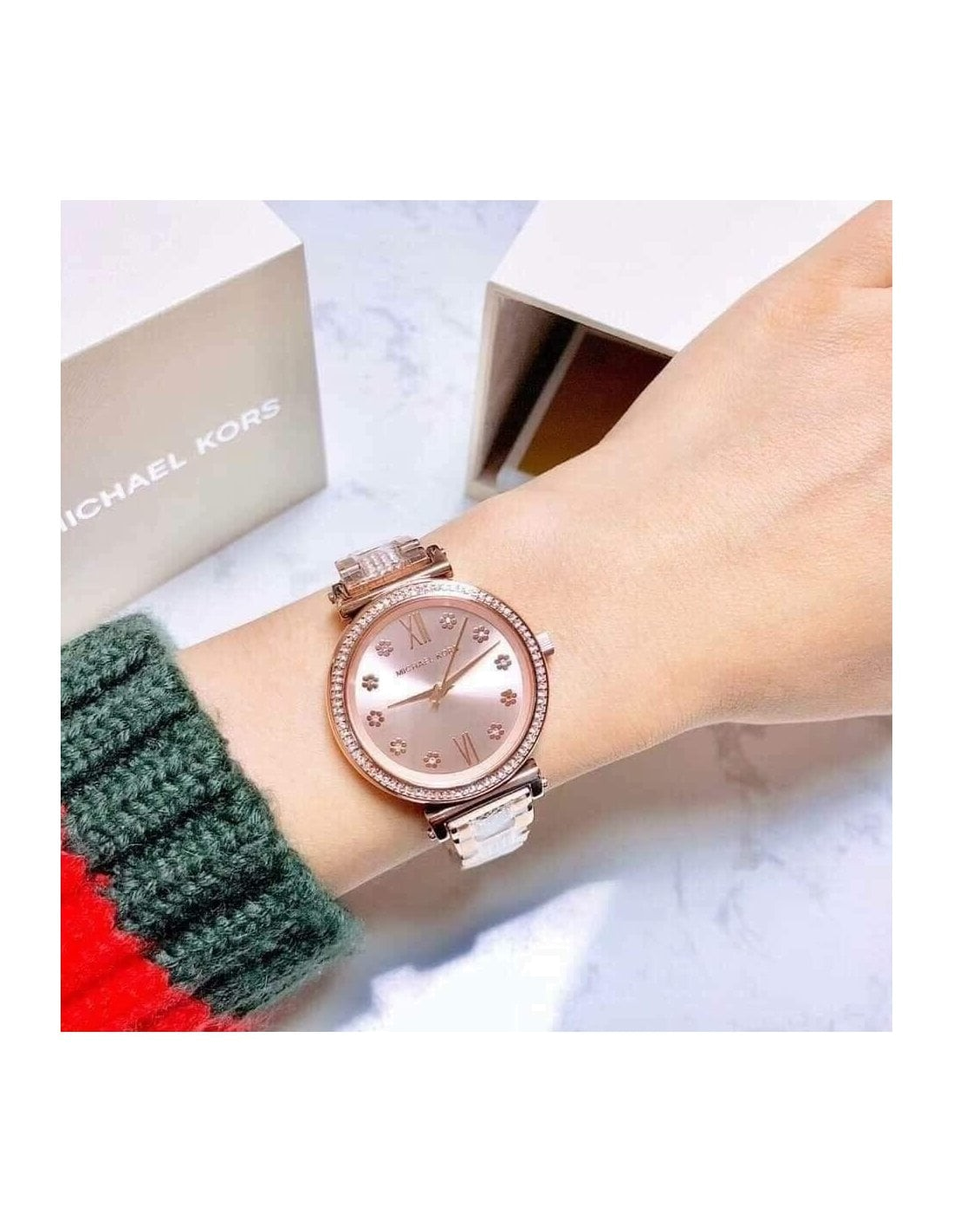 Michael Kors Sofie Quartz Rose Gold Dial Rose Gold Steel Strap Watch For Women - MK3882