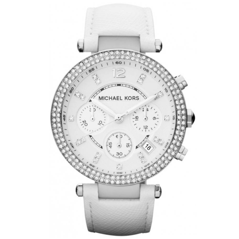 Michael Kors Parker White Dial White Leather Strap Watch for Women - MK2277