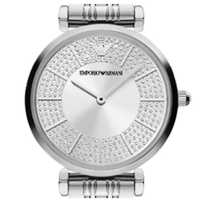 Emporio Armani Gianni T-Bar Quartz Silver Dial Silver Steel Strap Watch For Women - AR11445