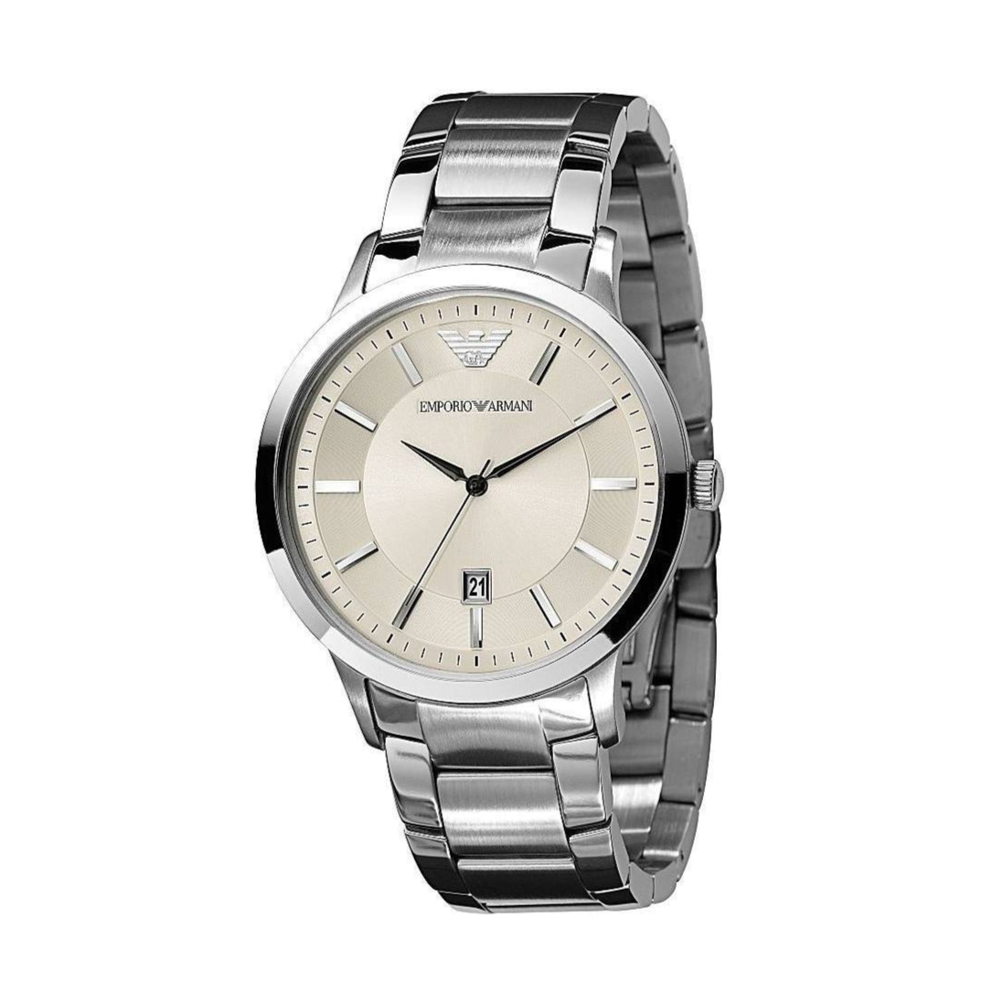 Emporio Armani Classic Quartz White Dial Silver Steel Strap Watch For Men - AR2431