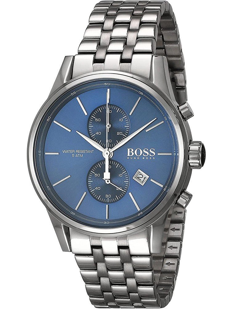 Hugo Boss Jet Blue Dial Silver Steel Strap Watch for Men - 1513384