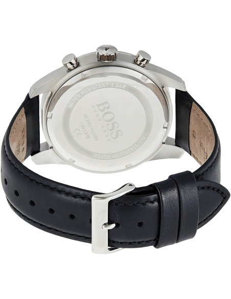 Hugo Boss Skymaster Black Dial Black Leather Strap Watch for Men - 1513782