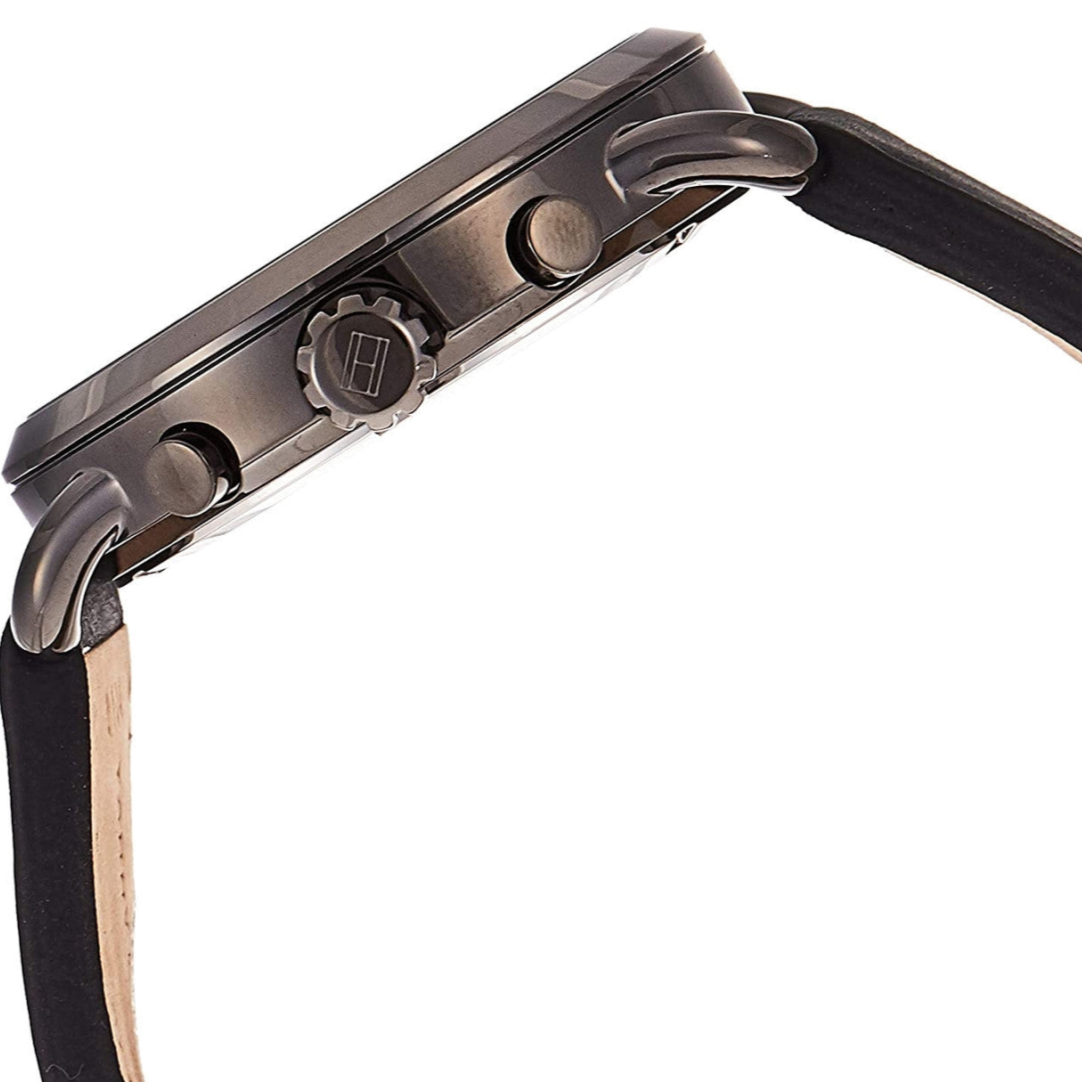 Tommy Hilfiger Briggs Black Dial Black Leather Strap Watch for Men - 1791426