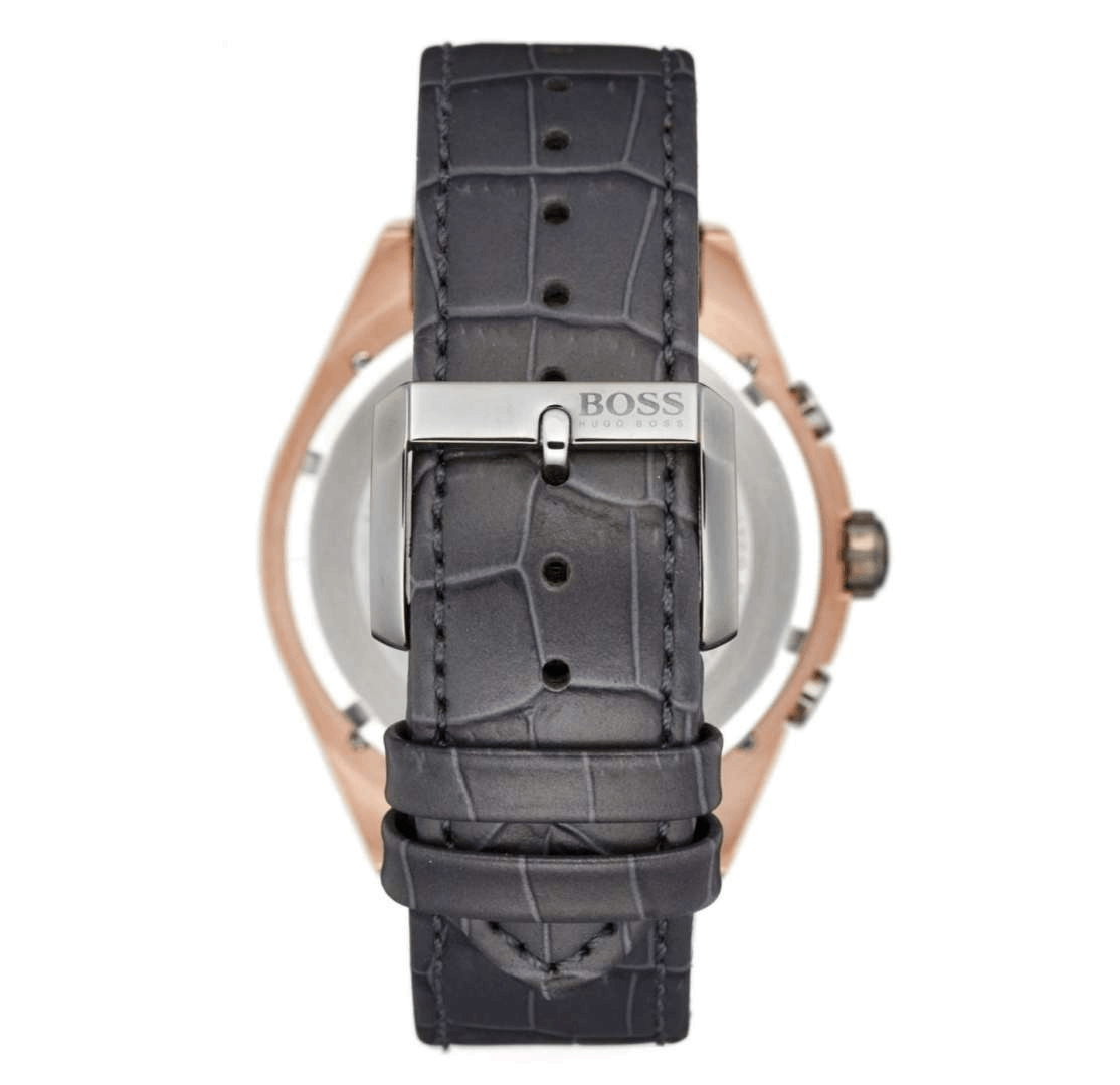 Hugo Boss Onyx Grey Dial Black Leather Strap Watch for Men - 1513366