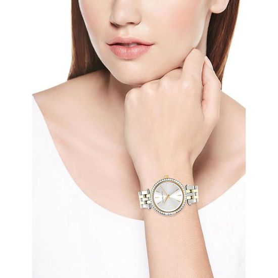 Michael Kors Darci Silver Dial Two Tone Steel Strap Watch for Women - MK3405