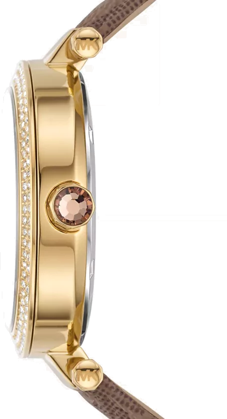 Michael Kors Parker Three Hand Gold Dial Brown Leather Strap Watch For Women - MK2973