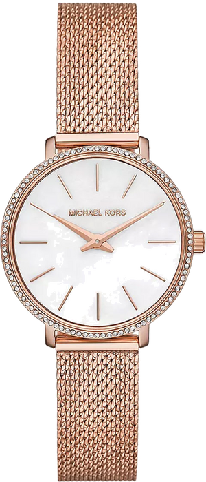 Michael Kors Pyper Quartz Mother of Pearl White Dial Rose Gold Mesh Strap Watch For Women - MK4588
