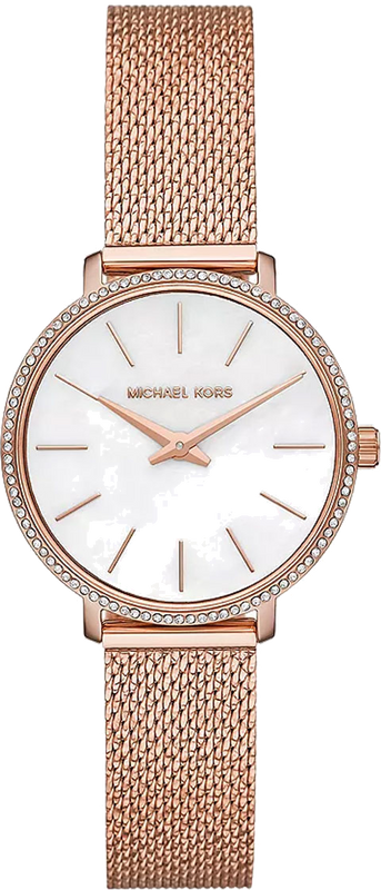 Michael Kors Pyper Quartz Mother of Pearl White Dial Rose Gold Mesh Strap Watch For Women - MK4588