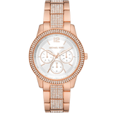 Michael Kors Tibby Chronograph White Dial Rose Gold Steel Strap Watch For Men - MK7293