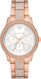 Michael Kors Tibby Chronograph White Dial Rose Gold Steel Strap Watch For Men - MK7293