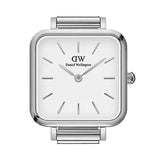Daniel Wellington Quadro Studio White Dial Silver Mesh Bracelet Watch For Women - DW00100521