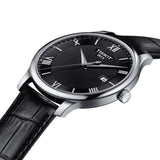 Tissot T Classic Tradition Quartz Black Dial Black Leather Strap Watch For Men - T063.610.16.058.00