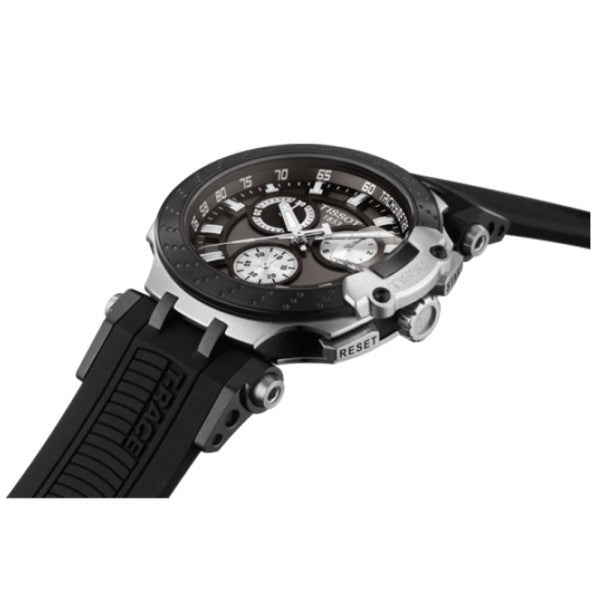 Tissot T Race Chronograph Anthracite Black Dial Black Silicone Strap Watch For Men - T115.417.27.061.00