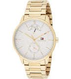 Tommy Hilfiger Hunter White Dial Gold Steel Strap Watch for Men - 1791609