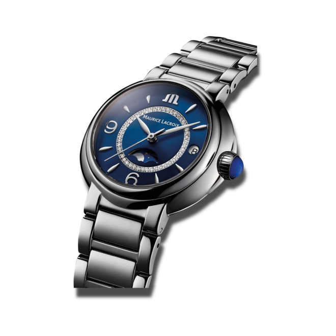 Maurice Lacroix Fiaba Moonphase Blue Dial Silver Steel Strap Watch for Women - FA1084-SS002-420-1