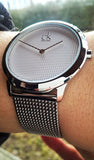 Calvin Klein Minimal White Dial Silver Mesh Bracelet Watch for Women - K3M2212Y