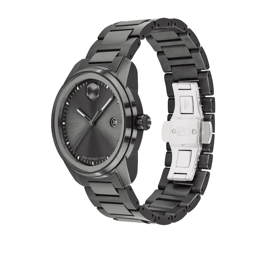 Movado Bold Verso Grey Dial Grey Steel Strap Watch for Men - 3600860
