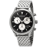 Movado Heritage Calendoplan Chronograph Black Dial Silver Steel Strap Watch for Men - 3650014