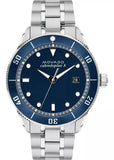 Movado Heritage Calendoplan Blue Dial Silver Steel Strap Watch For Men - 3650094