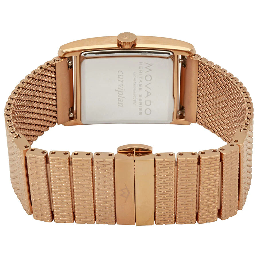Movado Heritage White Mother of Pearl Dial Rose Gold Mesh Bracelet Watch For Women - 3650041