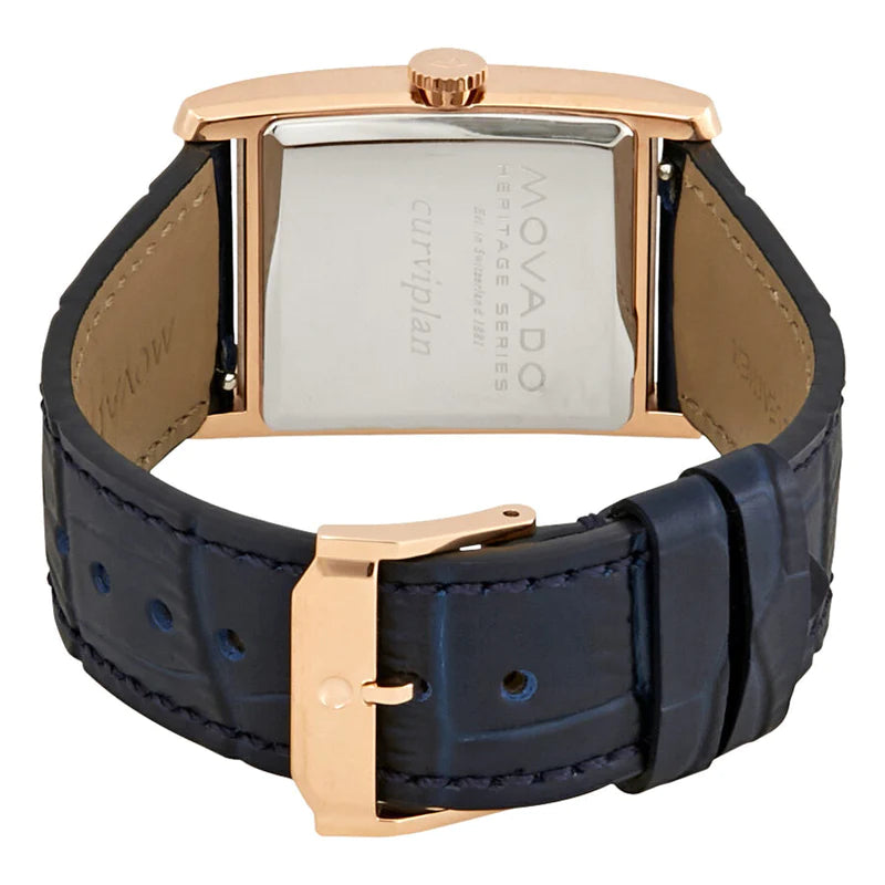 Movado Heritage Mother of Pearl White Dial Blue Leather Strap Watch For Women - 3650052