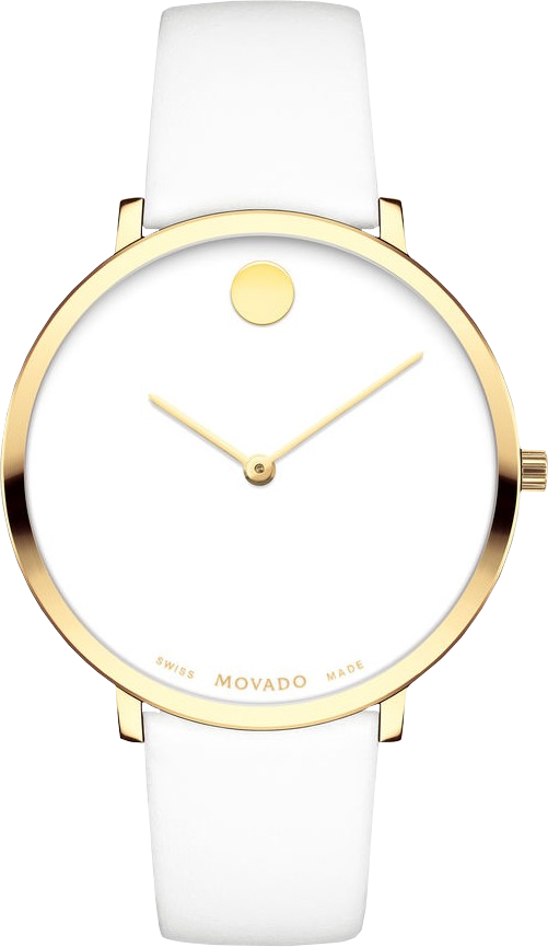 Movado 70th Anniversary Limited Edition White Dial White Leather Strap Watch For Women - 0607138