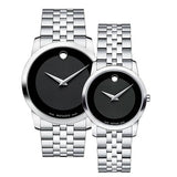 Movado Museum Classic Black Dial Silver Steel Strap Watch For Women - 0606505