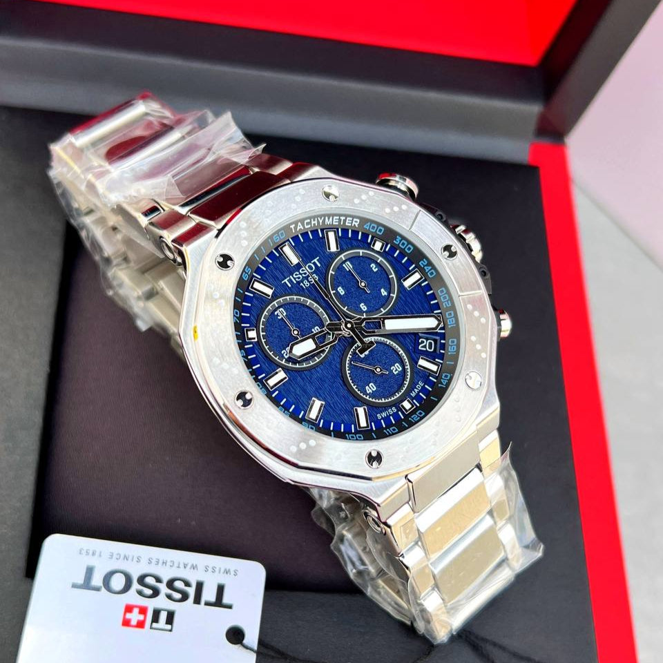Tissot T Race Chronograph Blue Dial Silver Steel Strap Watch For Men - T141.417.11.041.00