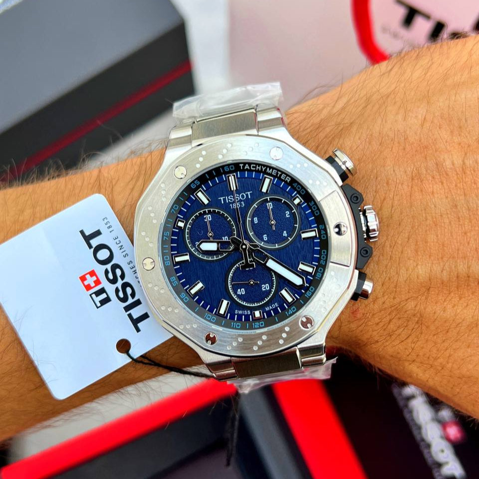 Tissot T Race Chronograph Blue Dial Silver Steel Strap Watch For Men - T141.417.11.041.00