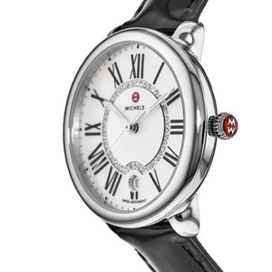 Michele Serein Mother of Pearl Dial Black Leather Strap Watch for Women - MWW21B000011