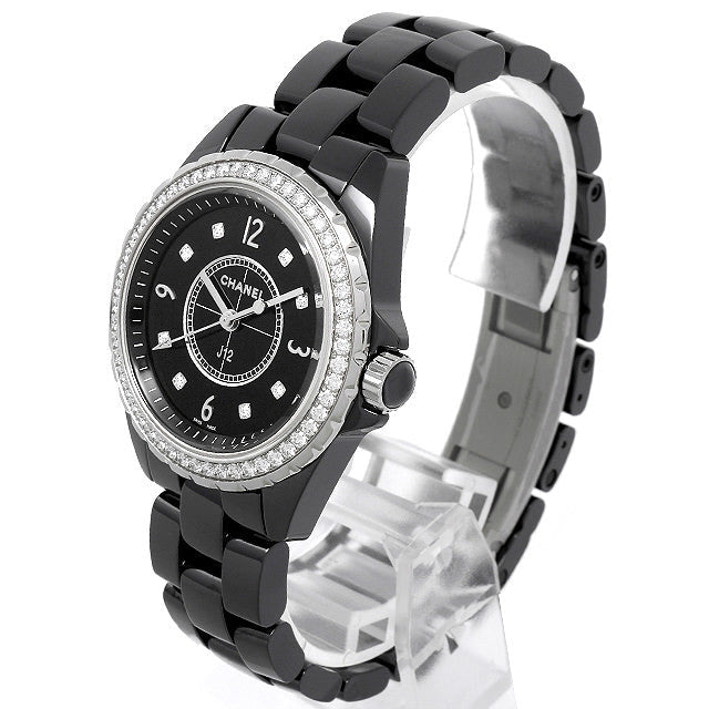 Chanel J12 Diamonds Ceramic Black Dial Black Steel Strap Watch for Women - J12 H3108