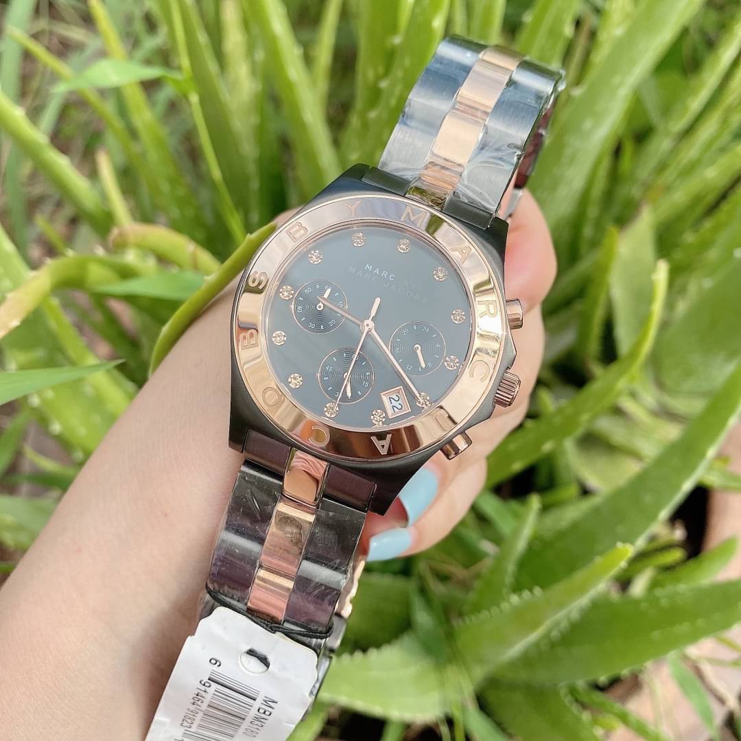 Marc Jacobs Blade Chronograph Grey Dial Two Tone Steel Strap Watch for Women - MBM3180