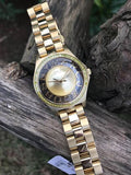 Marc Jacobs Henry Transparent Gold Dial Gold Steel Strap Watch for Women - MBM3338