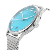 Gucci G-Timeless Turquoise Mother of Pearl Dial Silver Mesh Bracelet Watch For Women - YA126582