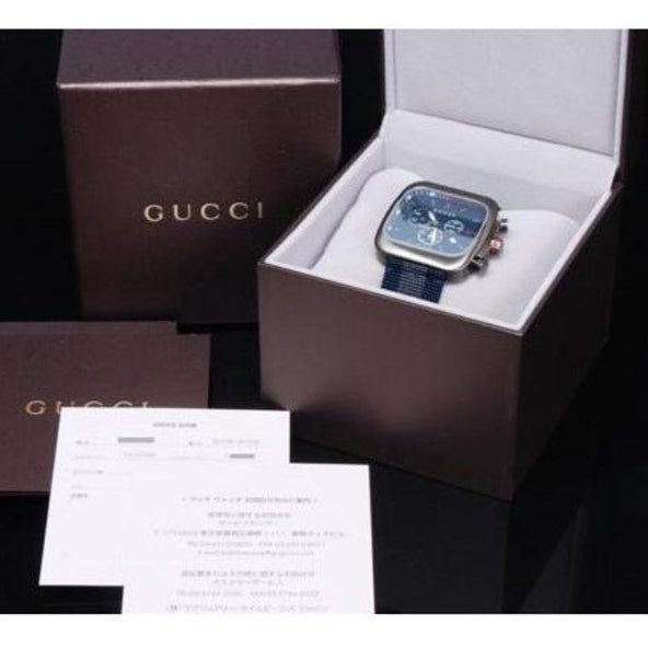 Gucci Coupe Chronograph Blue Dial Two Tone NATO Strap Watch for Men - YA131203