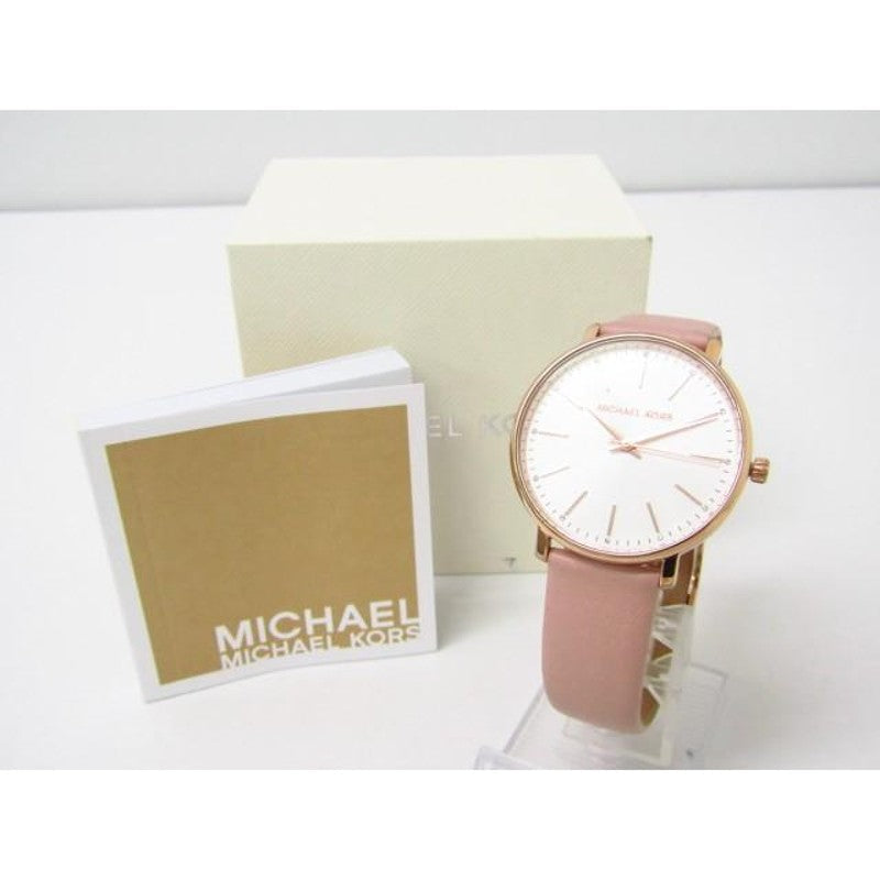 Michael Kors Pyper Quartz White Dial Pink Leather Strap Watch For Women - MK2741