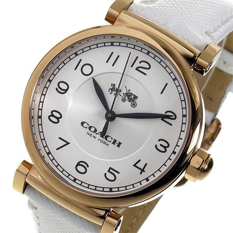 Coach Madison White Dial White Leather Strap Watch for Women - 14502408