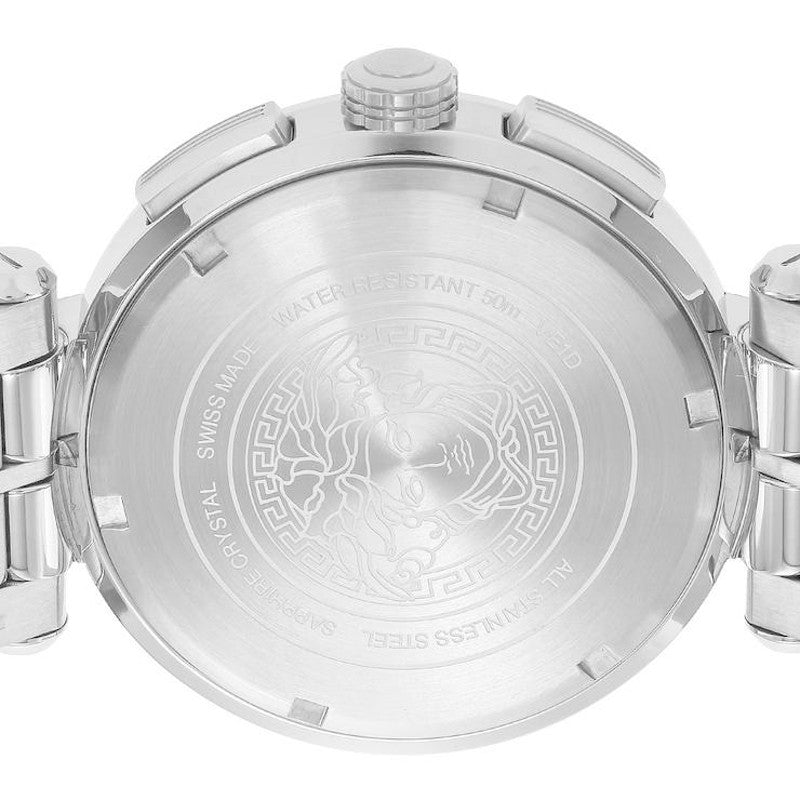 Versace Aion Chronograph Black Dial Silver Steel Strap Watch For Men - VE1D01019