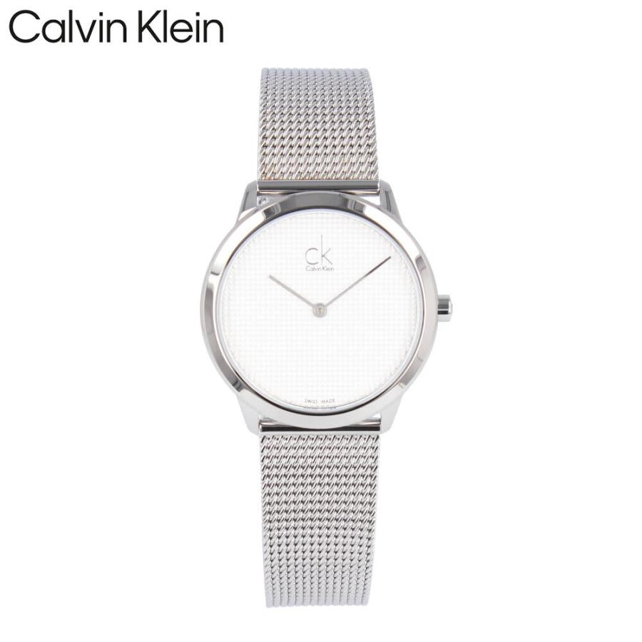 Calvin Klein Minimal White Dial Silver Mesh Bracelet Watch for Women - K3M2212Y