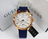 Guess Marina Multifunction White Dial Blue Rubber Strap Watch for Women - W1025L4