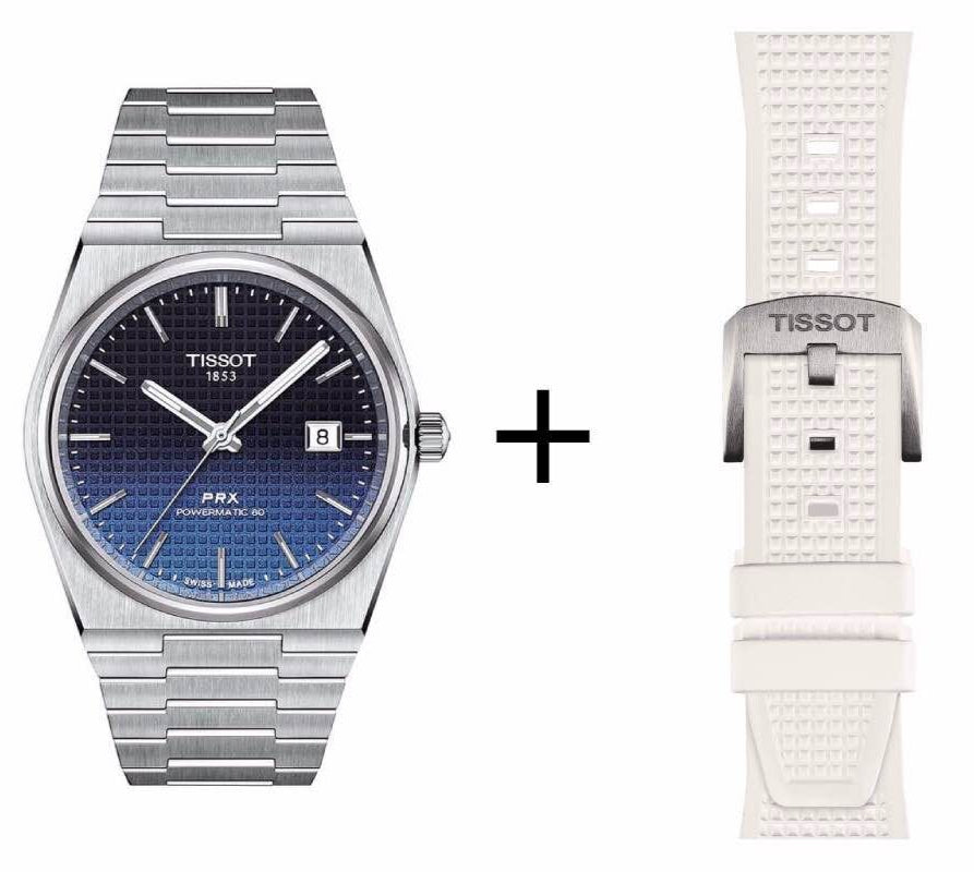 Tissot Powermatic 80 Automatic Gradient Blue Dial Silver Steel Strap Watch for Men - T137.407.11.051.01