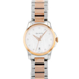 Gucci G Timeless Diamonds Mother of Pearl Dial Two Tone Steel Strap Watch For Women - YA126544