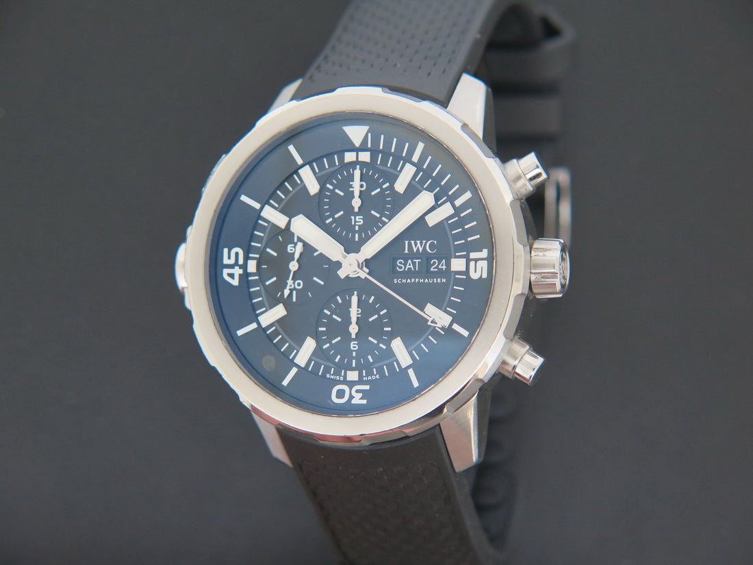 IWC Aquatimer Chronograph Black Dial Black Leather Strap Watch for Men - IW376803