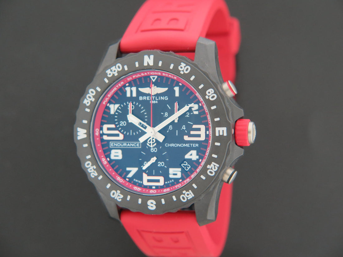Breitling Endurance Pro Black Dial Red Rubber Strap Watch for Men - X82310D91B1S1