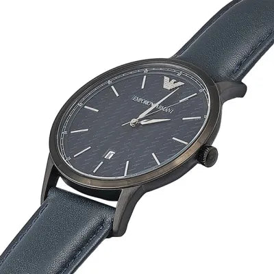 Emporio Armani Renato Blue Dial Blue Leather Strap Watch For Men - AR2479