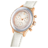 Swarovski Octea Chrono Crystals White Dial White Leather Strap Watch for Women - 5671150